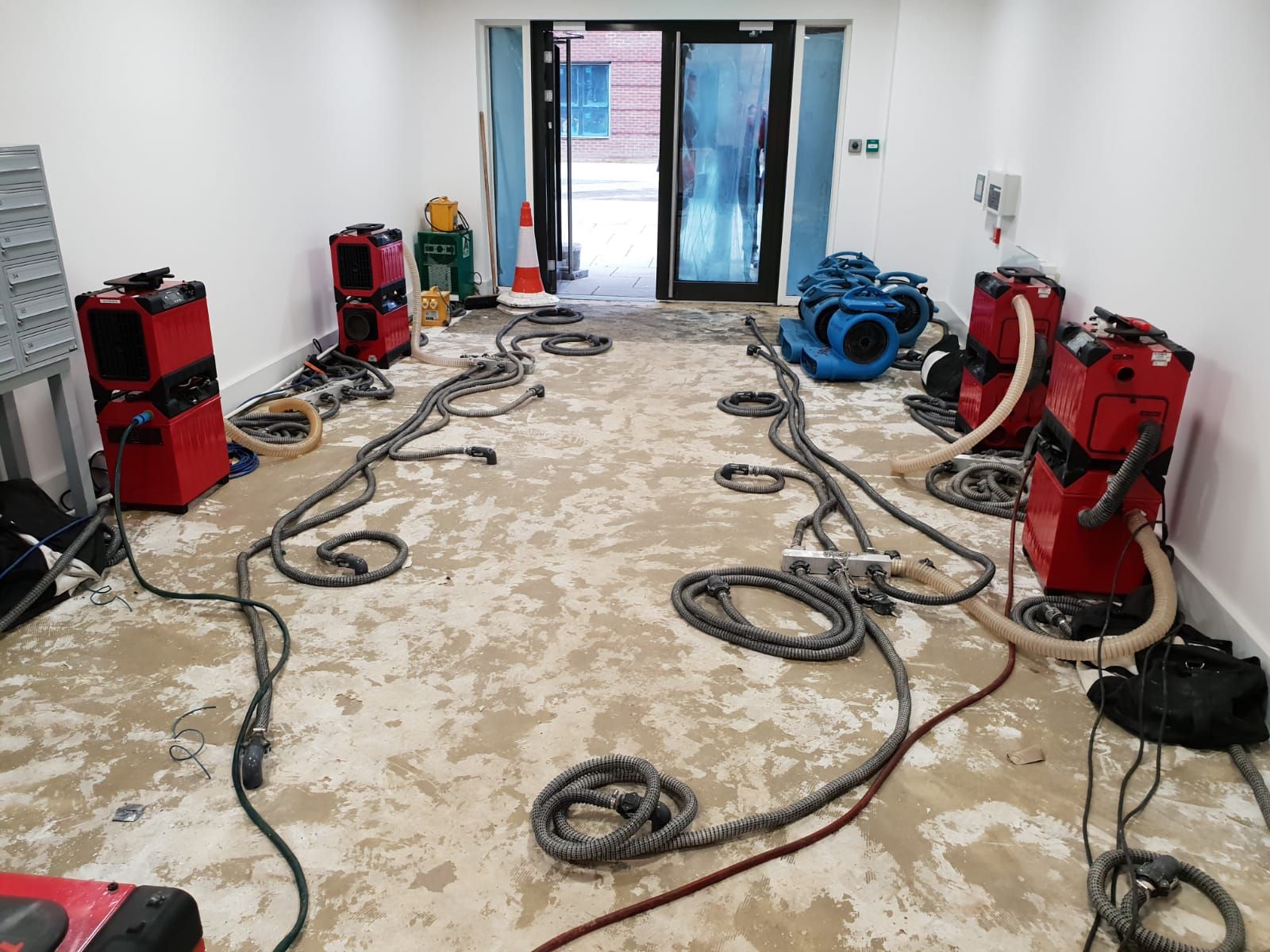 Water damage drying equipment being used on for injection drying method