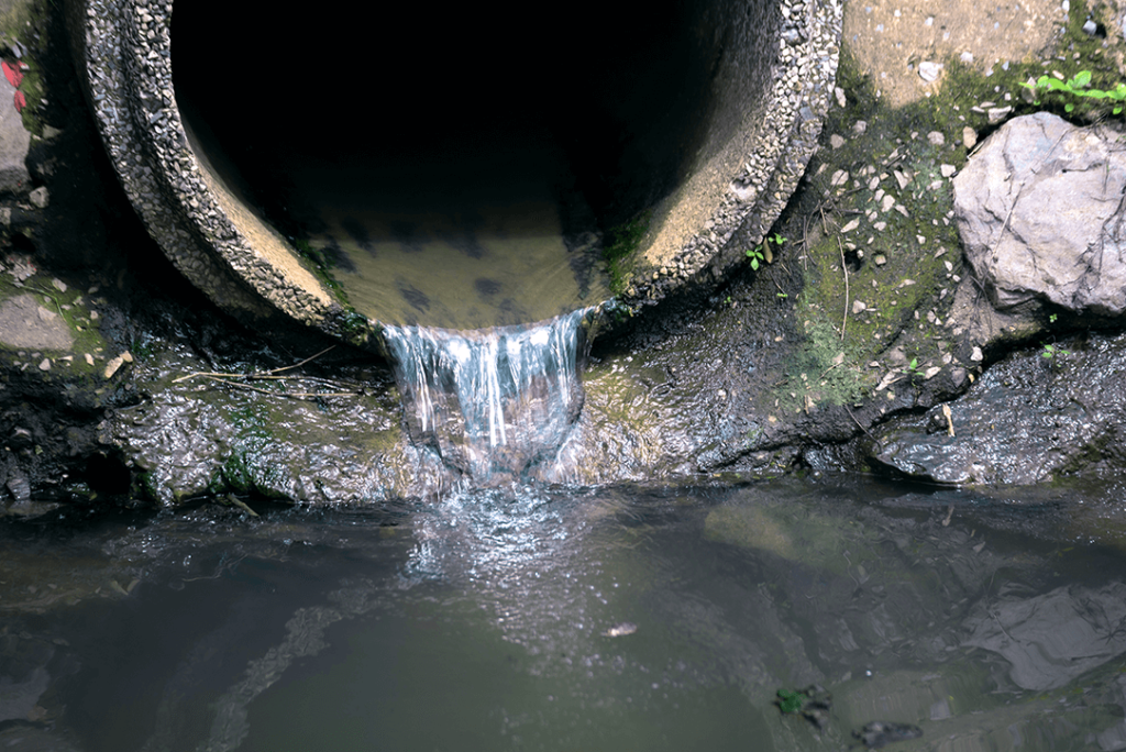 Effluent being released into a river or sea.